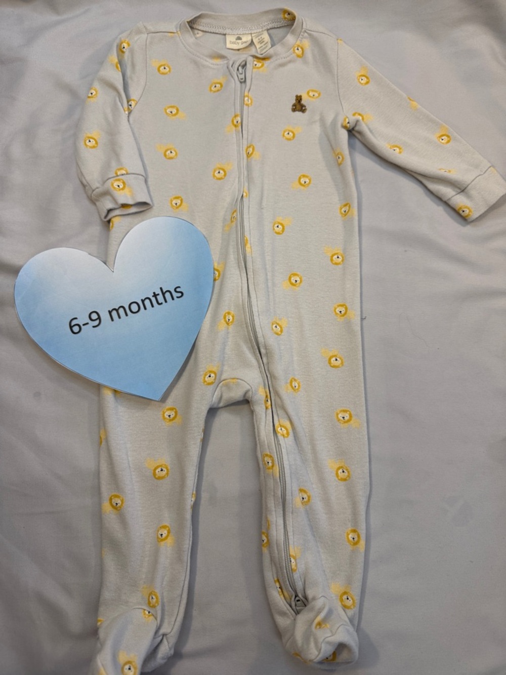 GAP Light Gray Footed Pajamas with Yellow Lion Faces